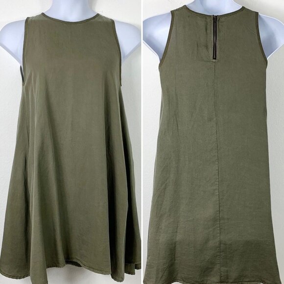 NU Construction Medium Dress Shift A Line Olive Green Tank Womens Dress - Picture 1 of 6